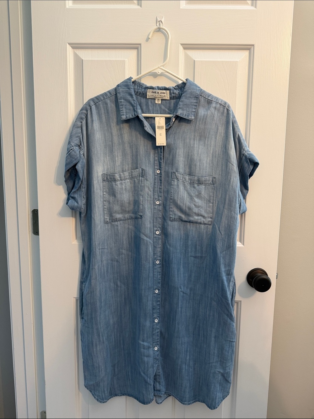 Anthropologie Washed Light Blue Denim Shirt Dress